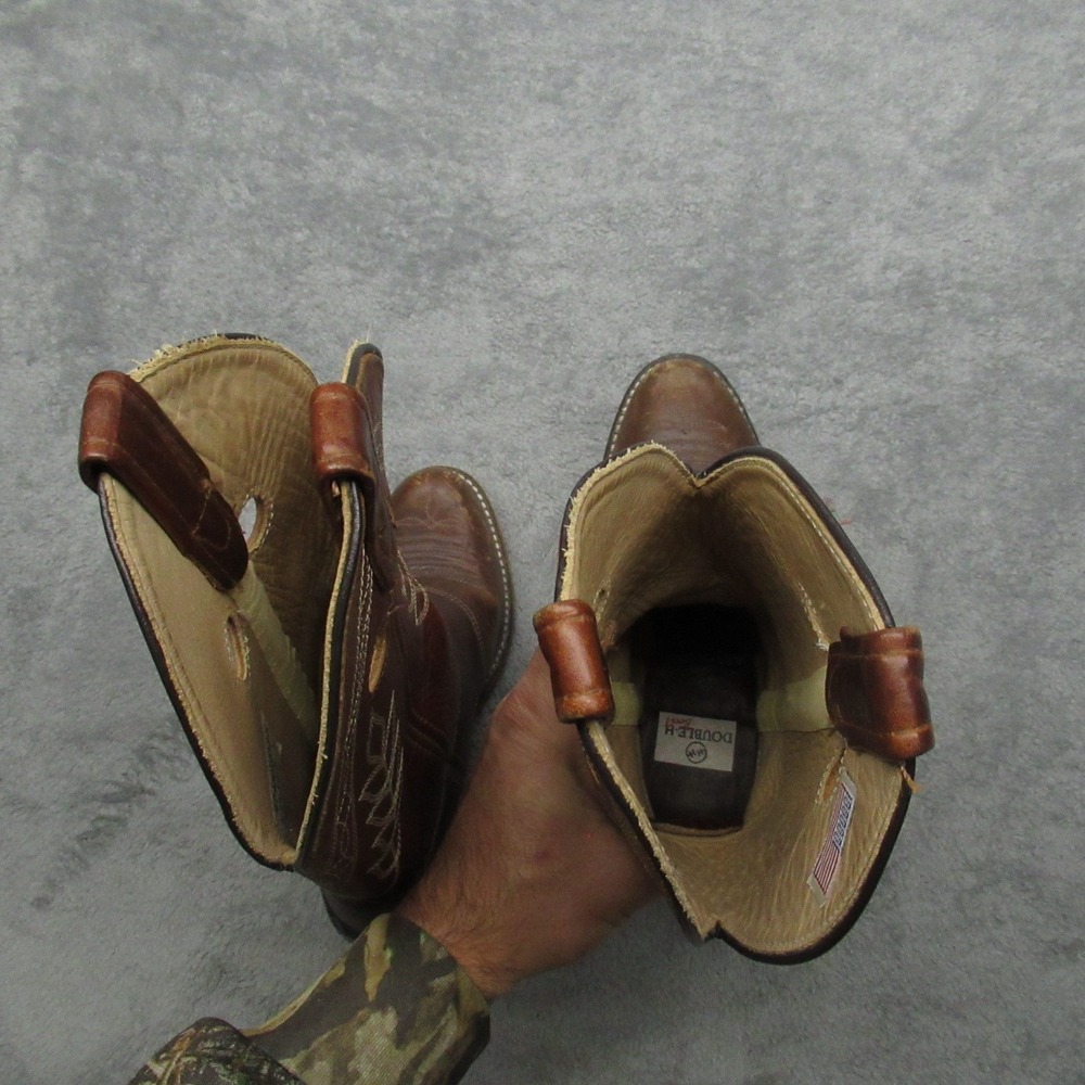 Double H Boots Women 6.5M Brown Leather Embroidery Cowgirl Western Riding USA - Picture 10 of 16